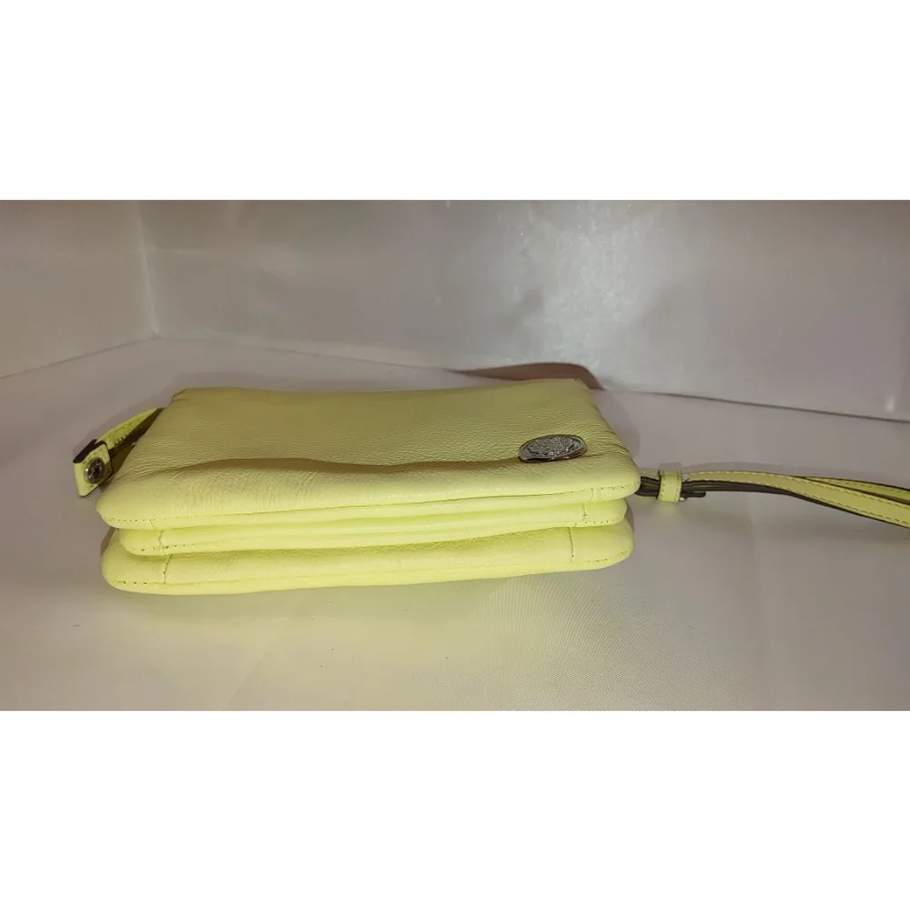 Vince Camuto Camo Leather Wristlet in Golden Apple